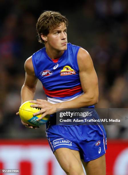 Patrick Lipinski of the Bulldogs in action during the 2018 AFL round six match between the Western Bulldogs and the Carlton Blues at Etihad Stadium...