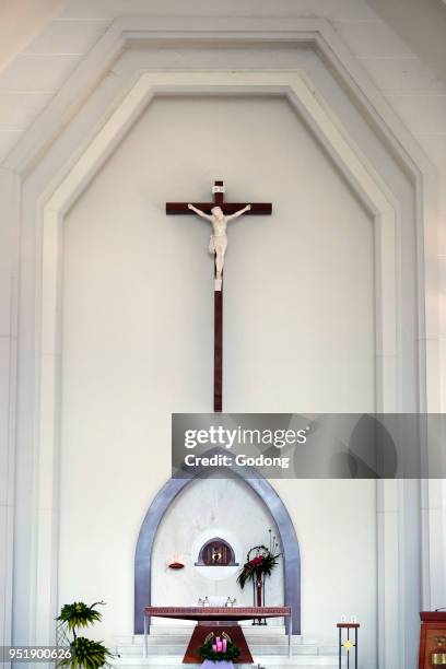 Dominican community of Bien Hoa. Main altar and crucifix. Vietnam.