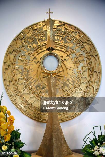 Church of the Sacred Heart of Jesus . Monstrance. Adoration of the Blessed Sacrament. Ho Chi Minh City, Vietnam.