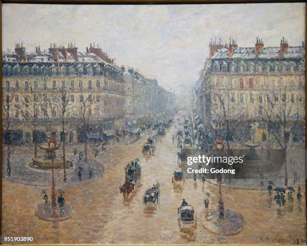 Camille Pissarro, Avenue de l'Opera , Paris oil on canvas. Shchukin Collection, Pushkin Fine Art Museum, Moskow. Shot while exhibited in Paris,...