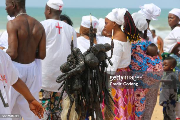 Voodoo cult on a beach in Cotonou, Benin.