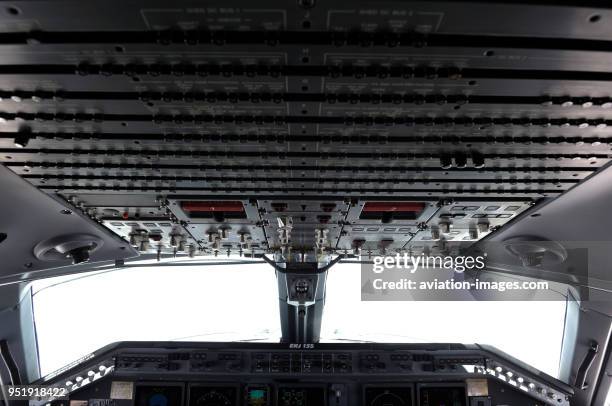 Overhead instruments and windshield of Embraer ERJ-135LR on flight Comandatuba-GRU.