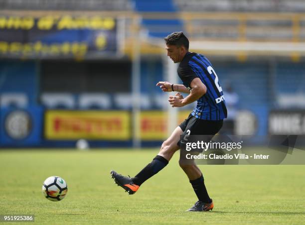 Gabriele Zappa of FC Internazionale in action during the Primavera Serie A match between FC Internazionale U19 and SS Lazio U19 at Stadio Breda on...