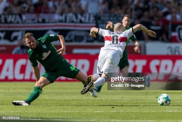 Philipp Bargfrede of Bremen and Santiago Ascacibar of Stuttgart battle for the ball during the Bundesliga match between VfB Stuttgart and SV Werder...