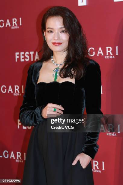 Actress Shu Qi attends Bvlgari Festa event on April 27, 2018 in Hong Kong, China.