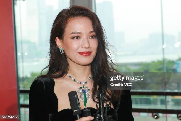 Actress Shu Qi attends Bvlgari Festa event on April 27, 2018 in Hong Kong, China.