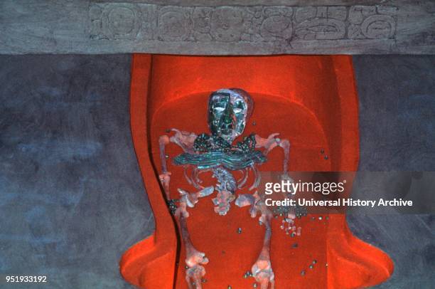 Reconstruction of Pakal's tomb in the Museo Nacional de AntropologÕa. K'inich Janaab Pakal, also known as Pacal, Pacal the Great, 8 Ahau and Sun...