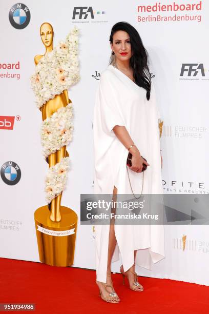 Minu Barati-Fischer attends the Lola - German Film Award red carpet at Messe Berlin on April 27, 2018 in Berlin, Germany.