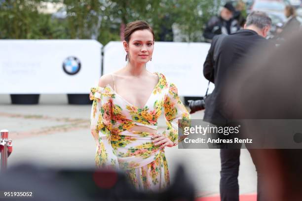 Emilia Schuele attends the Lola - German Film Award red carpet at Messe Berlin on April 27, 2018 in Berlin, Germany.