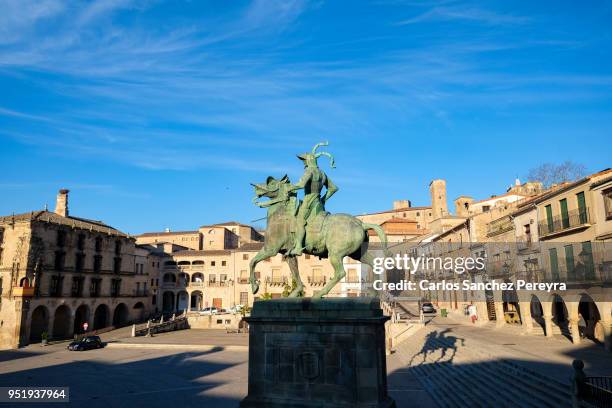main square of trujillo in extremadura spain - trujillo stock pictures, royalty-free photos & images