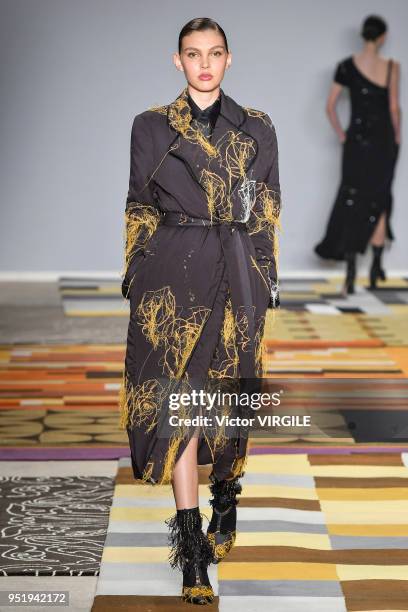 Model walks the runway at the Apartamento 03 Fall Winter 2018 fashion show during the SPFW N45 on April 25, 2018 in Sao Paulo, Brazil.