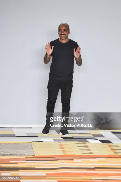 Fashion designer Luiz Claudio walks the runway at the Apartamento 03 Fall Winter 2018 fashion show during the SPFW N45 on April 25, 2018 in Sao...
