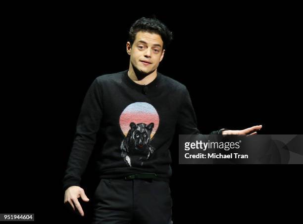 Rami Malek onstage during the 2018 CinemaCon - 20th Century Fox Special Presentation held at The Colosseum at Caesars Palace on April 26, 2018 in Las...