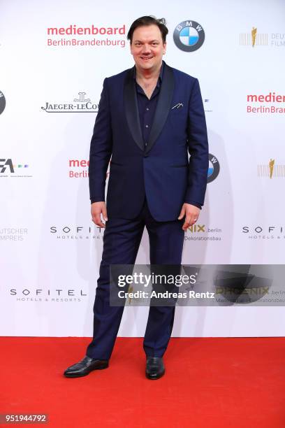 Charly Huebner attends the Lola - German Film Award red carpet at Messe Berlin on April 27, 2018 in Berlin, Germany.