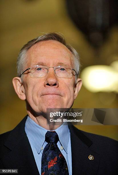 Senate Majority Leader Harry Reid of Nevada listens during a news conference with other Democratic senators in Washington, D.C., U.S., on Thursday,...