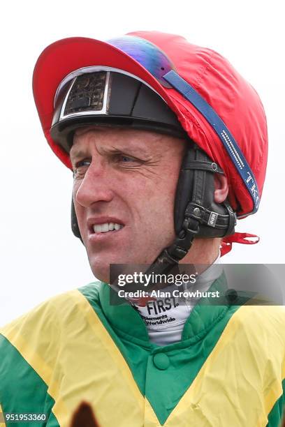 Robbie Power poses at Punchestown racecourse on April 27, 2018 in Naas, Ireland.
