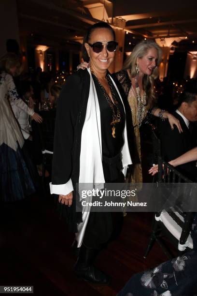 Donna Karan and Carmen Busquets attend the 2018 Glasswing International Gala at Tribeca Rooftop on April 26, 2018 in New York City.