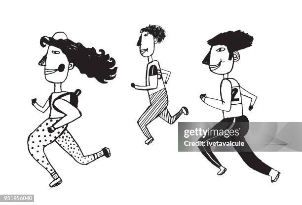 people running fast - sprinter stock illustrations