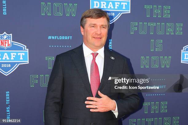 Georgia head football coach Kirby Smart on the Red Carpet prior to the 2018 NFL Draft at AT&T Statium on April 26, 2018 at AT&T Stadium in Arlington...