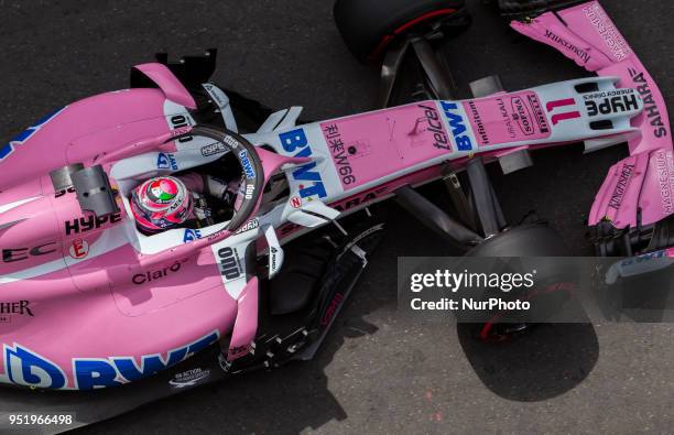 Sergio Perez of Mexico and Sahara Force India driver goes during the free practice session at Pirelli Hungarian Formula 1 Grand Prix on Jul 28, 2017...