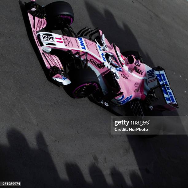 Sergio Perez of Mexico and Sahara Force India driver goes during the free practice session at Pirelli Hungarian Formula 1 Grand Prix on Jul 28, 2017...