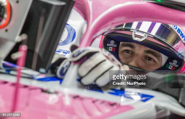 Sergio Perez of Mexico and Sahara Force India driver during the free practice session at Pirelli Hungarian Formula 1 Grand Prix on Jul 28, 2017 in...