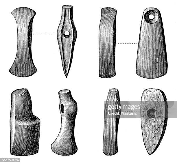 ilustraciones, imágenes clip art, dibujos animados e iconos de stock de herramientas neolíticos - neolithic