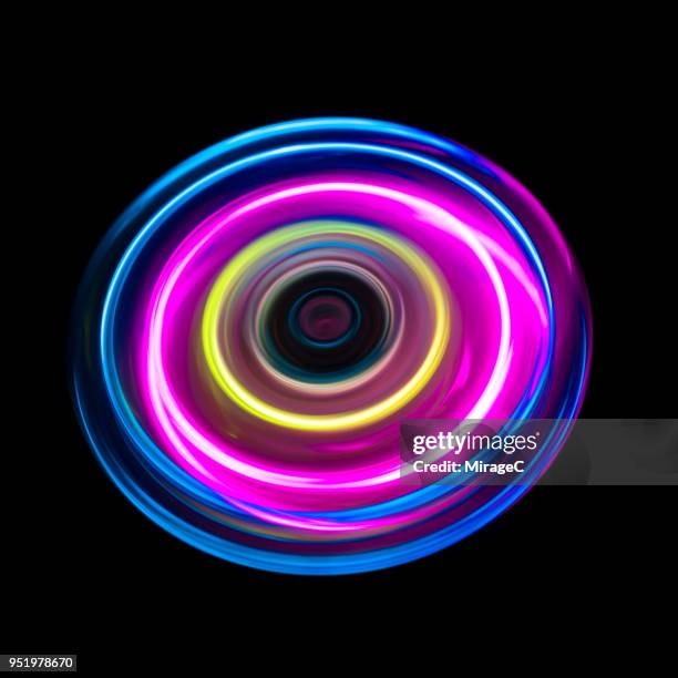 circle light trails - illuminated ring stock pictures, royalty-free photos & images