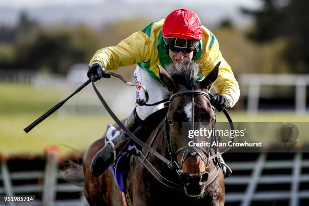 Robbie Power riding Supasundae clear the last to win The Betdaq 2% Commission Punchestown Champion Hurdle at Punchestown racecourse on April 27, 2018...