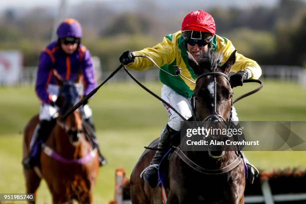 Robbie Power riding Supasundae clear the last to win The Betdaq 2% Commission Punchestown Champion Hurdle at Punchestown racecourse on April 27, 2018...