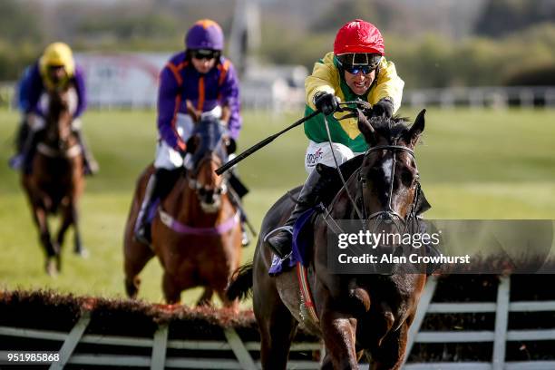 Robbie Power riding Supasundae clear the last to win The Betdaq 2% Commission Punchestown Champion Hurdle at Punchestown racecourse on April 27, 2018...