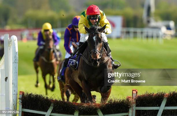 Kildare , Ireland - 27 April 2018; Supasundae with Robbie Power up, jump the last on their way to winning The BETDAQ 2% Commission Punchestown...