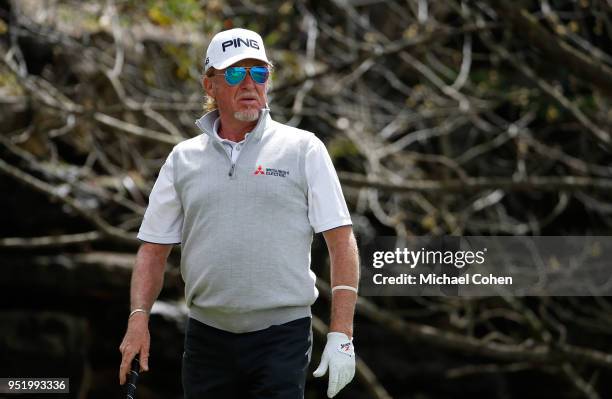 Miguel Angel Jimenez of Spain looks on during the final round of the PGA TOUR Champions Bass Pro Shops Legends of Golf at Big Cedar Lodge held at Top...