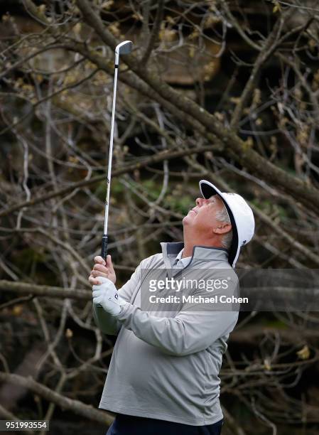 Kirk Triplett prepares to play a shot during the final round of the PGA TOUR Champions Bass Pro Shops Legends of Golf at Big Cedar Lodge held at Top...