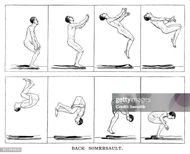 back somersault - forward roll stock illustrations