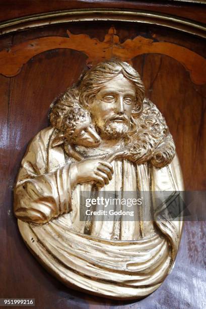 Saint-Grat church. Jesus the Good Shepherd. Valgrisenche, Italy.