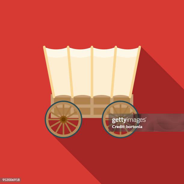 stockillustraties, clipart, cartoons en iconen met wagon platte ontwerp westerse pictogram - horse cart