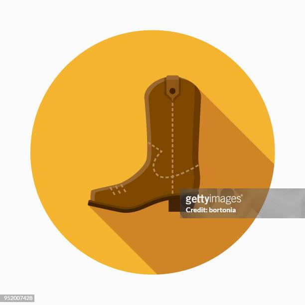 cowboy boot flat design western icon - cowboy boots stock illustrations