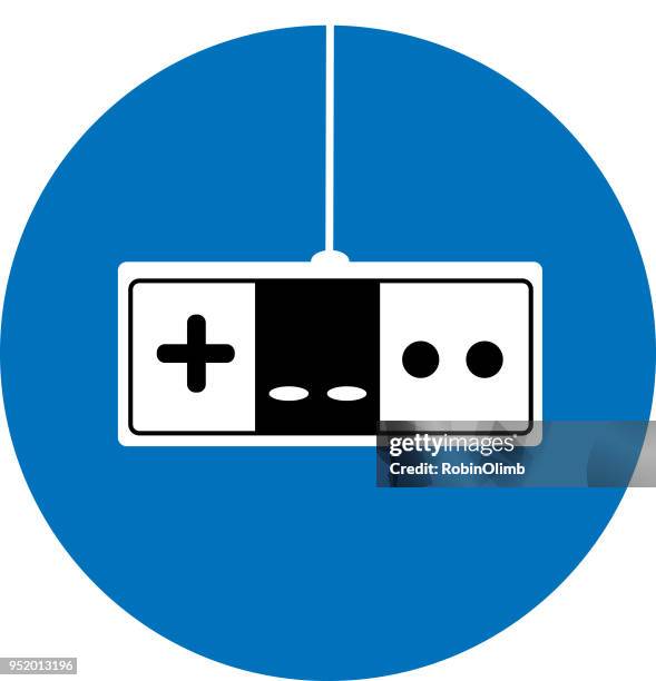 blue circle game controller icon 3 - gaming controller white stock illustrations