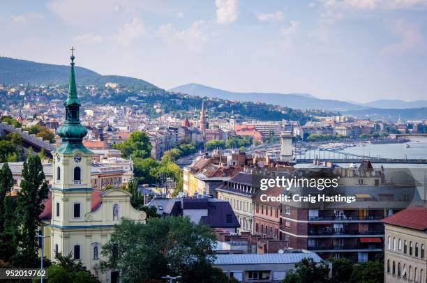 budapest city view skyline hungary - beautiful blue danube stock pictures, royalty-free photos & images