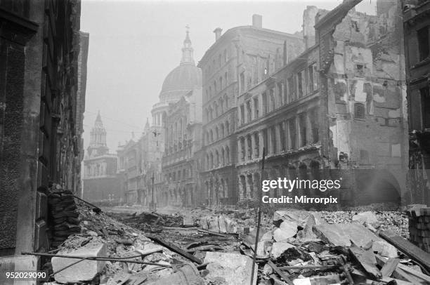 Bomb damage near St. Paul's Cathedral 13th May 1941.