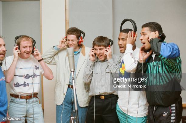 England World Cup Squad in the recording studio after joining music group New Order to record a World Cup Song ahead of the finals in Italy later...