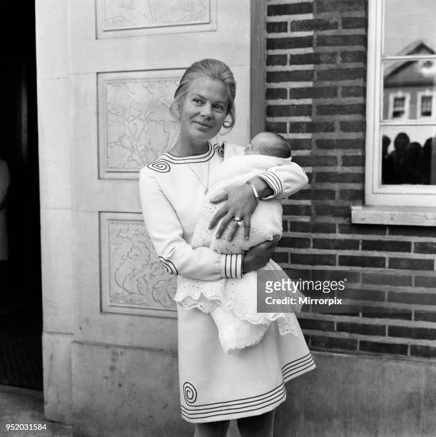 Katharine, Duchess of Kent leaving Kings College Hospital n Denmark Hill, London, with her six day old son Lord Nicholas Windsor. The news of the...