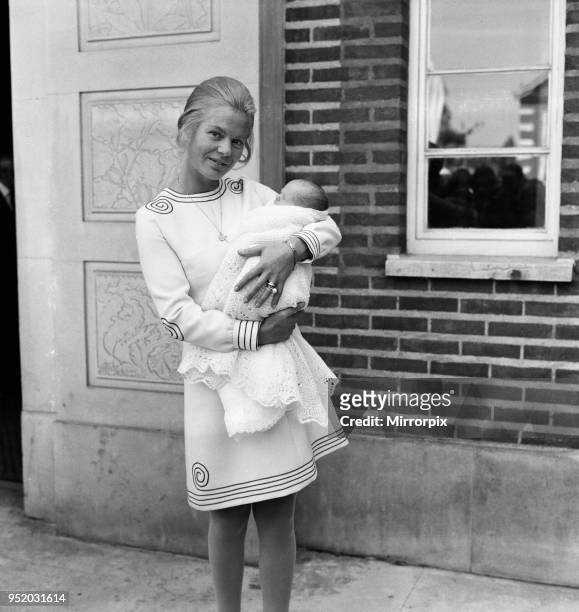 Katharine, Duchess of Kent leaving Kings College Hospital n Denmark Hill, London, with her six day old son Lord Nicholas Windsor. The news of the...