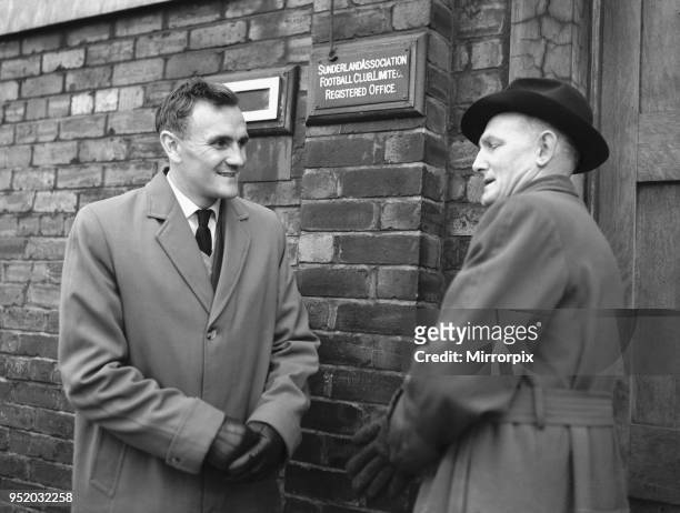 Manchester City footballer Don Revie pictured at Roker Park to discuss transfer arrangements with Sunderland directors, 9th November 1956.