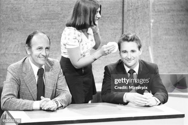 Derby County manager Brian Clough seen here in rehearsals as a football pundit on the ITV Big Match programme. Our Picture Shows: Seen here alongside...