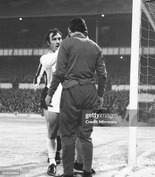 Cup Third Round replay at White Hart Lane. Tottenham Hostpur 5 v Bradford City 0. Jimmy Greaves of Spurs. 7th January 1970.