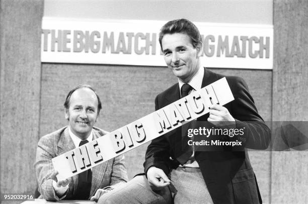 Derby County manager Brian Clough seen here in rehearsals as a football pundit on the ITV Big Match programme. Our Picture Shows: Seen here with...