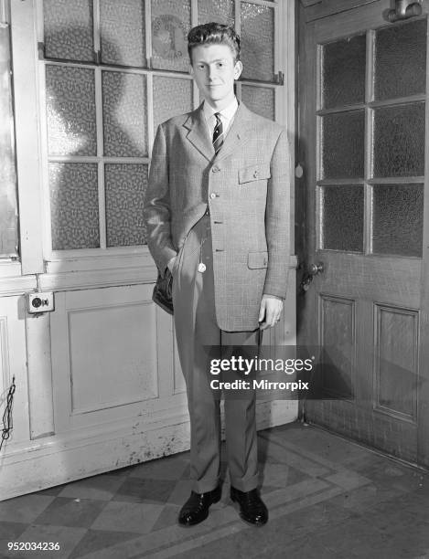 Youth modelling the latest fashion Edwardian suits, 11th November 1955.