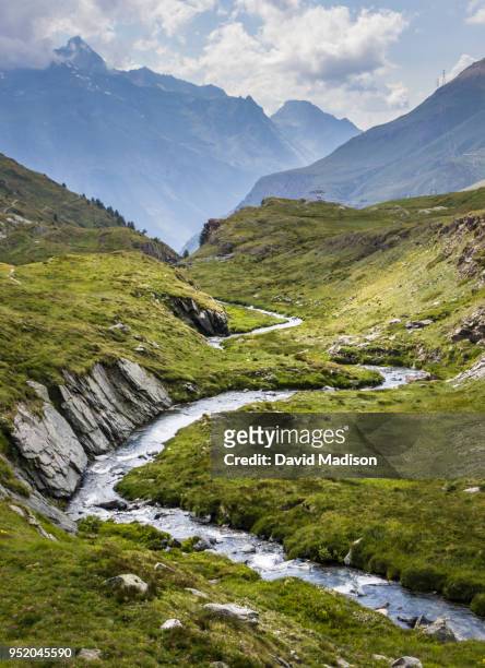 river in valle d'aosta, italy - european alps foto e immagini stock